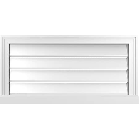 Ekena Millwork Vertical Surface Mount PVC Gable Vent: Functional, w/ 2"W x 2"P Brickmould Sill Frame, 32"W x 16"H GVPVE32X1603SF